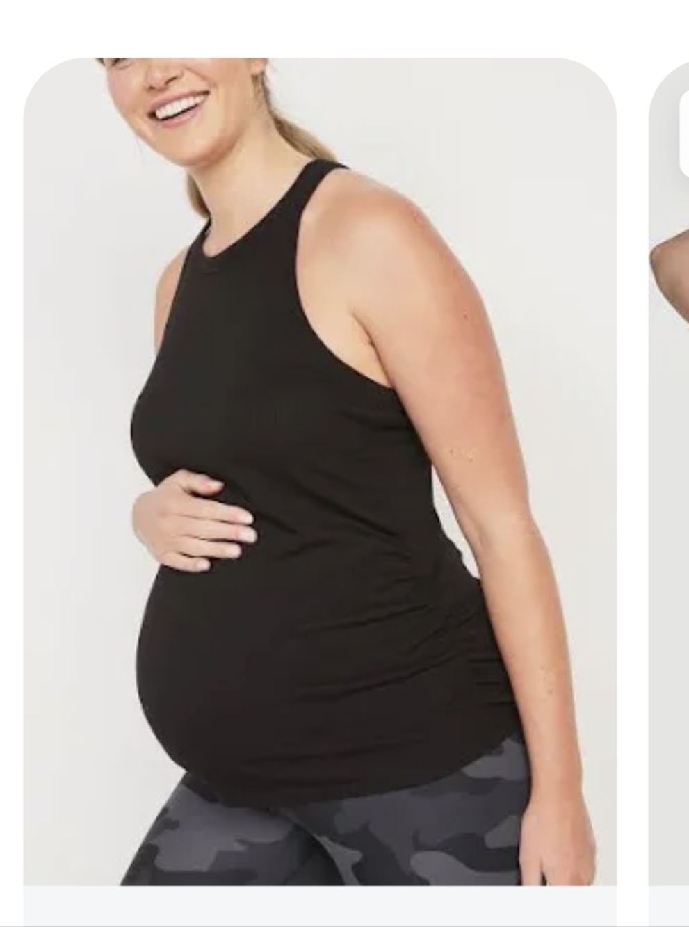 Maternity Tank Comfy Mesh Ruched Active wear tank black, size XS- New with tag